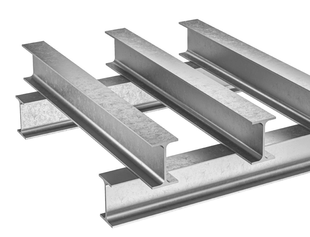 Vigas de acero robustas para construcción, estructuras metálicas y proyectos industriales.