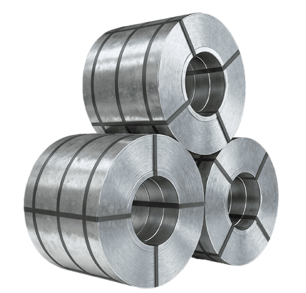 Bobinas de acero laminado para fabricación industrial.